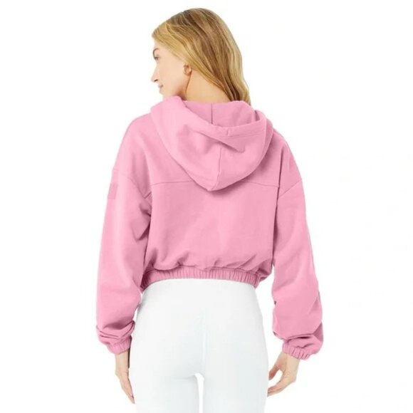 Alo Yoga Refresh Stadium Half Zip Hoodie - Parisian Pink - Size Small - Picture 6 of 7